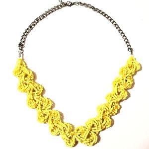 YELLOW BRAIDED IRIDESCENT SEEDBEAD GIFT NECKLACE